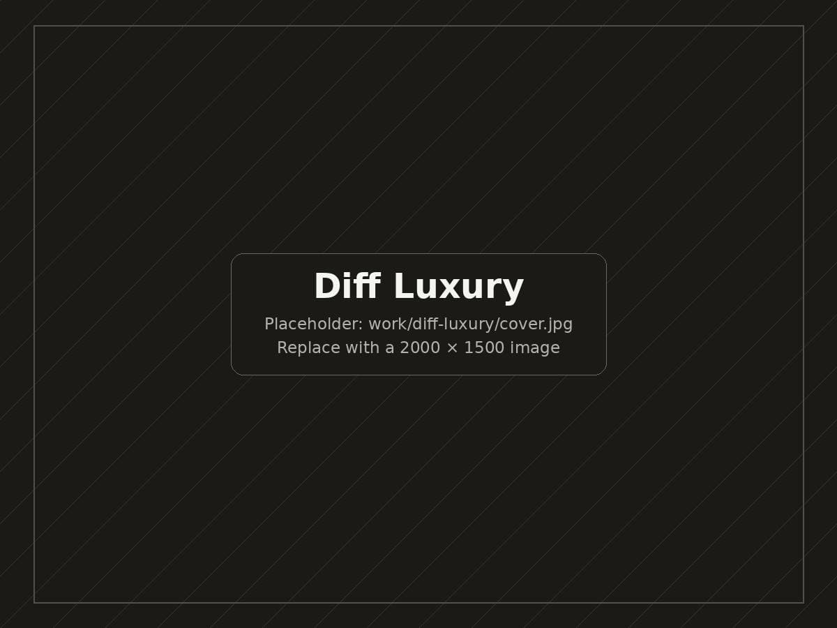 Diff Luxury website design shown on screen